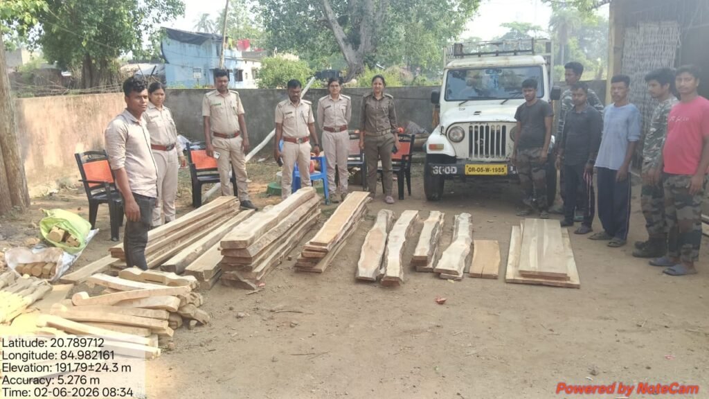 ତୁବେ ଗ୍ରାମରେ ବନ ବିଭାଗର ଚଢ଼ାଉ: ବିପୁଳ ପରିମାଣର ବେଆଇନ ଶାଗୁଆନ କାଠ ଜବତ